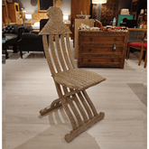 Antique Indian Hand Carved Solid Wood Foldable Chair 01